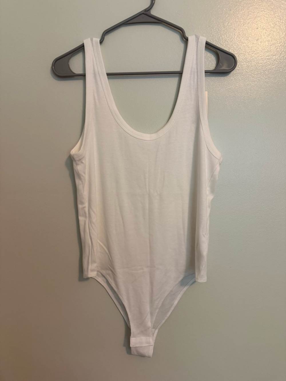 a new day White Ribbed Scoop Neck Tank Bodysuit